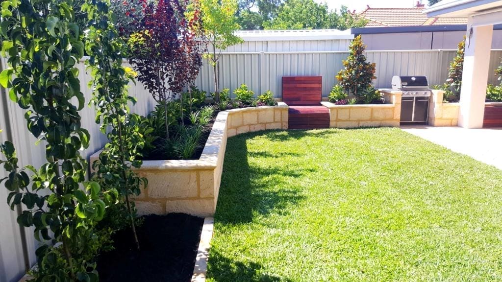 Limestone retaining walls and garden design